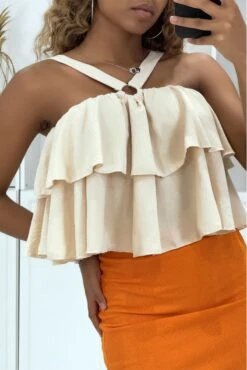Haut Beige à Volants Et Bretelles Croisées -Default Template 5 haut beige a volants et bretelles croisees 1