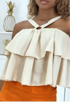 Haut Beige à Volants Et Bretelles Croisées -Default Template 5 haut beige a volants et bretelles croisees 3