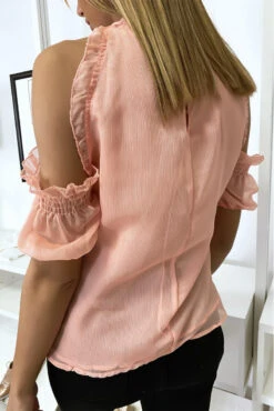 Haut Corail En Crêpe Doublé Avec épaules Dénudés -Default Template 5 haut corail en crepe double avec epaules denudes 2