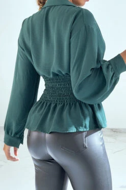 Haut Fluide Vert Cintré à La Taille Effet Bouffant Style Bohème Chic -Default Template 5 haut fluide vert cintre a la taille effet bouffant style boheme chic 3