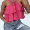 Haut Fuschia à Volants Et Bretelles Croisées -Default Template 5 haut fuschia a volants et bretelles croisees