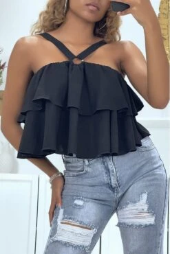Haut Noir à Volants Et Bretelles Croisées -Default Template 5 haut noir a volants et bretelles croisees 1