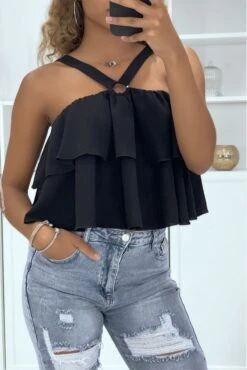 Haut Noir à Volants Et Bretelles Croisées -Default Template 5 haut noir a volants et bretelles croisees 2