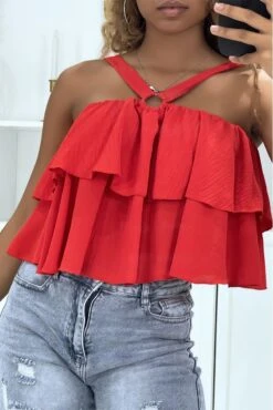 Haut Rouge à Volants Et Bretelles Croisées -Default Template 5 haut rouge a volants et bretelles croisees 1