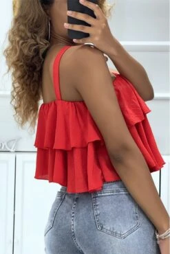 Haut Rouge à Volants Et Bretelles Croisées -Default Template 5 haut rouge a volants et bretelles croisees 2