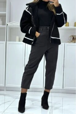 Jean Loose Noir 3/4 Et Taille Haute -Default Template 5 jean loose noir 3 4 et taille haute 1