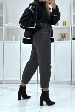 Jean Loose Noir 3/4 Et Taille Haute -Default Template 5 jean loose noir 3 4 et taille haute 2