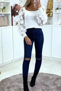 Jean Slim Bleu Brut Lacéré Aux Genoux -Default Template 5 jean slim bleu brut lacere aux genoux 1