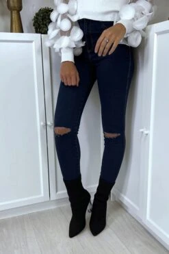 Jean Slim Bleu Brut Lacéré Aux Genoux -Default Template 5 jean slim bleu brut lacere aux genoux 5