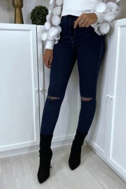 Jean Slim Bleu Brut Lacéré Aux Genoux -Default Template 5 jean slim bleu brut lacere aux genoux 6