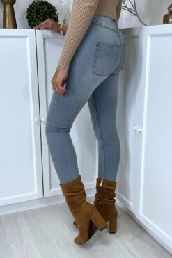 Jean Slim Bleu Délavé à Poches Arrières -Default Template 5 jean slim bleu delave a poches arrieres 4