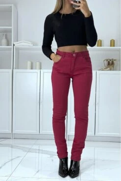 Jean Slim Bordeaux Extensible Avec Poches Et Fermeture Zip -Default Template 5 jean slim bordeaux extensible avec poches et fermeture zip 2