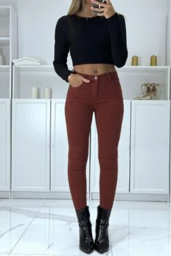 Jean Slim Cognac Extensible Avec Poches Et Fermeture Zip -Default Template 5 jean slim cognac extensible avec poches et fermeture zip 2