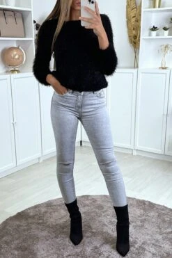 Jean Slim Gris Délavé Lacéré Aux Genoux -Default Template 5 jean slim gris delave lacere aux genoux 5