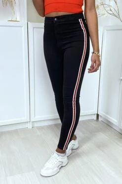 Jean Slim Noir Taille Haute à Bandes Sur Les Côtés -Default Template 5 jean slim noir taille haute a bandes sur les cotes 10