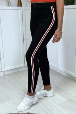 Jean Slim Noir Taille Haute à Bandes Sur Les Côtés -Default Template 5 jean slim noir taille haute a bandes sur les cotes 5