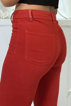 Jean Slim Rouge Taille Haute Avec Poches Arrières -Default Template 5 jean slim rouge taille haute avec poches arrieres 1