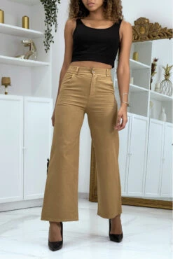 Jeans évasé Camel Taille Haute