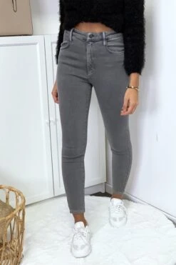 Jeans Gris En Taille Haute Très Extensible Avec Poches -Default Template 5 jeans gris en taille haute tres extensible avec poches 2