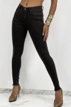 Jeans Slim Marron à Détails Déchiré En Bas -Default Template 5 jeans slim marron a details dechire en bas 2