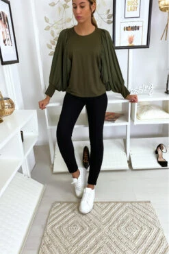 Jolie Blouse Kaki à Manches Drapées -Default Template 5 jolie blouse kaki a manches drapees 1