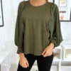 Jolie Blouse Kaki à Manches Drapées -Default Template 5 jolie blouse kaki a manches drapees