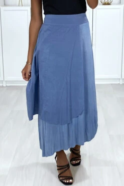 Jupe 2 En 1 En Bleu Indigo Avec Fronce Sur Le Coté -Default Template 5 jupe 2 en 1 en bleu indigo avec fronce sur le cote 2