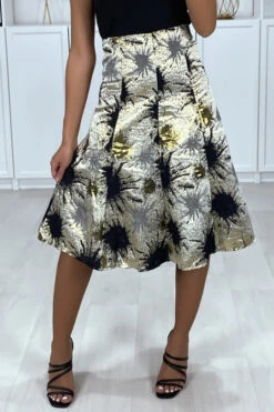 Jupe 3/4 Motif Noir Et Doré En Jacquard -Default Template 5 jupe 34 motif noir et dore en jacquard 2