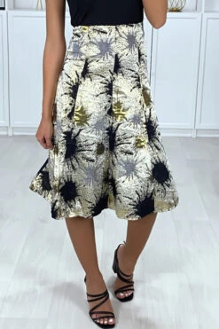 Jupe 3/4 Motif Noir Et Doré En Jacquard -Default Template 5 jupe 34 motif noir et dore en jacquard 3