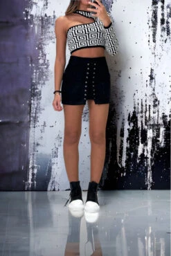 Jupe En Suedine Noir Avec Lacet -Default Template 5 jupe en suedine noir avec lacet 3