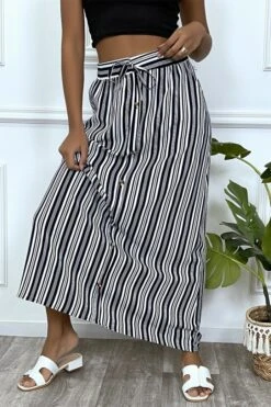 Jupe Longue Blanche à Rayure Et Coupe Droite Avec Boutons -Default Template 5 jupe longue blanche a rayure et coupe droite avec boutons 2