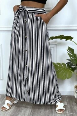 Jupe Longue Blanche à Rayure Et Coupe Droite Avec Boutons -Default Template 5 jupe longue blanche a rayure et coupe droite avec boutons 3