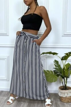 Jupe Longue Blanche à Rayure Et Coupe Droite Avec Boutons -Default Template 5 jupe longue blanche a rayure et coupe droite avec boutons 4