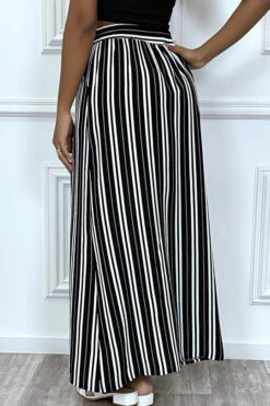 Jupe Longue Noir à Rayure Et Coupe Droite Avec Boutons -Default Template 5 jupe longue noir a rayure et coupe droite avec boutons 2