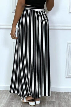 Jupe Longue Noir à Rayure Et Coupe Droite Avec Boutons -Default Template 5 jupe longue noir a rayure et coupe droite avec boutons 3