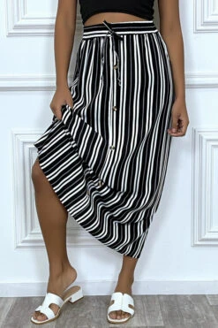 Jupe Longue Noir à Rayure Et Coupe Droite Avec Boutons -Default Template 5 jupe longue noir a rayure et coupe droite avec boutons 7