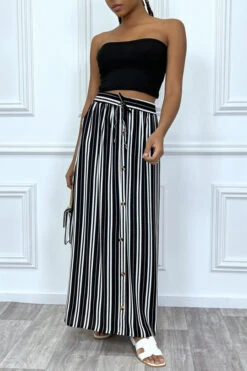 Jupe Longue Noir à Rayure Et Coupe Droite Avec Boutons -Default Template 5 jupe longue noir a rayure et coupe droite avec boutons 8