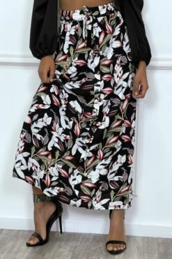 Jupe Longue Noir Fleuri Avec Boutons -Default Template 5 jupe longue noir fleuri avec boutons 3