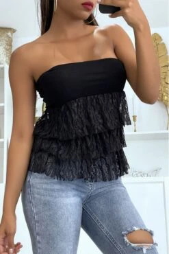 Jupe Noire à Volant En Dentelle. Jupe Extensible. 102 -Default Template 5 jupe noire a volant en dentelle jupe extensible 102 2