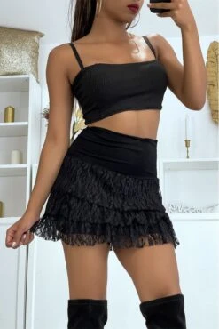 Jupe Noire à Volant En Dentelle. Jupe Extensible. 102 -Default Template 5 jupe noire a volant en dentelle jupe extensible 102 4