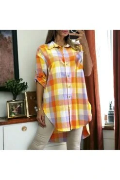 Longue Chemise à Carreaux Très Chic Avec Du Bleu -Default Template 5 longue chemise a carreaux tres chic avec du bleu 2