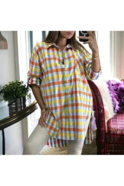 Longue Chemise à Carreaux Très Chic Avec Du Jaune -Default Template 5 longue chemise a carreaux tres chic avec du jaune 2