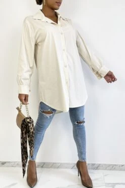 Longue Chemise Beige Très Tendance En Coton