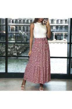 Longue Jupe évasé Motif Liberty Rouge -Default Template 5 longue jupe evase motif liberty rouge 2