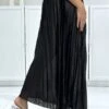 Longue Jupe Plissé Satiné Noire Très Chic