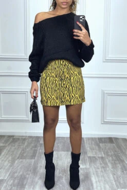 Mini Jupe Droite Zebré Moutarde -Default Template 5 mini jupe droite zebre moutarde 3