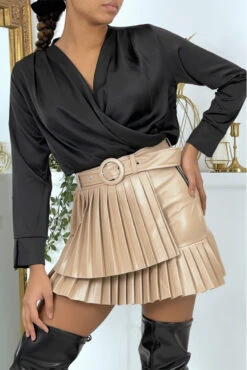 Mini Jupe Plissé Beige Avec Ceinture -Default Template 5 mini jupe plisse beige avec ceinture 3