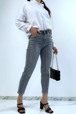 Pantalon Boy Friend Bleu Délavé Avec Poches -Default Template 5 pantalon boy friend bleu delave avec poches 2