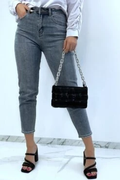 Pantalon Boy Friend Bleu Délavé Avec Poches