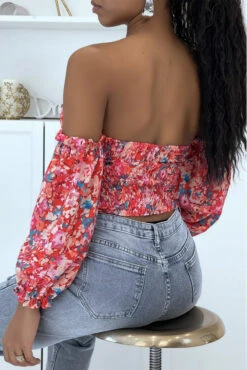 Top à épaule Dénudée Fleuri Rouge 8 Top à épaule Dénudée Fleuri Rouge -Default Template 5 top a epaule denudee fleuri rouge 2